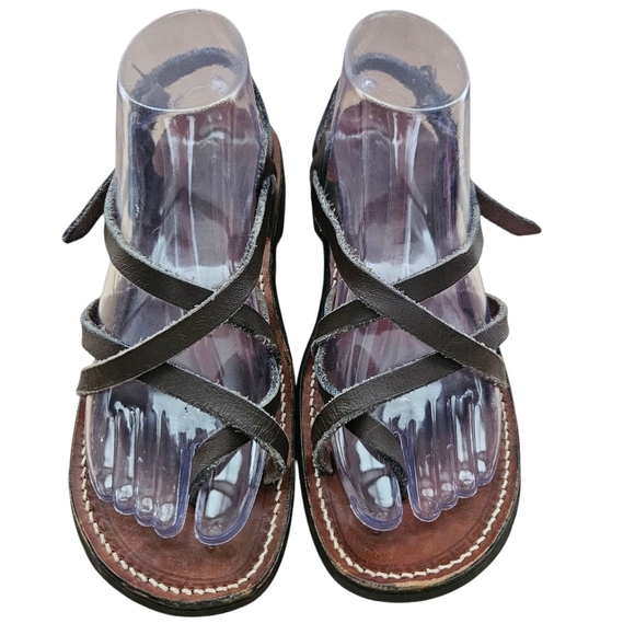 NIMROD Israeli Sandals Handmade 100% Leather Sz 9.5 - Picture 1 of 12